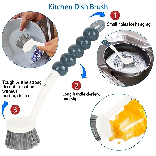 6 Pack Multipurpose Household Cleaning Set, Deep Cleaning Brush Set with Grips - Dish, Scrub, Bottle, Shoe, Groove Gap, Keyboard Brush for Kitchen, Bathroom (B)