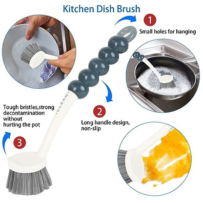 6 Pack Multipurpose Household Cleaning Set, Deep Cleaning Brush Set with Grips - Dish, Scrub, Bottle, Shoe, Groove Gap, Keyboard Brush for Kitchen, Bathroom (B)