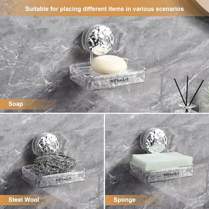 Soap Dish Holder Suction Cup, Wall Mounted Self Draining Soap Case & Sponge Rack, No Drilling Suction Bar Soap Holder for Bathroom, Kitchen Sink - style: Soap size, 1 piece