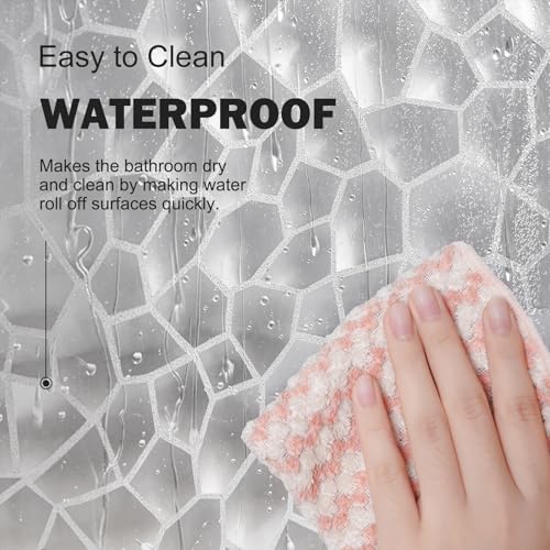 UFRIDAY Stall Shower Curtain Liner 48 x72 inches, Clear EVA Narrow Size 3D Cube Shower Liner with 2 Bottom Magnets, Water Resistant for Bathtubs, Semi Transparent - color: Cube Clear, size: 48"W x 72"L (Pack of 1)