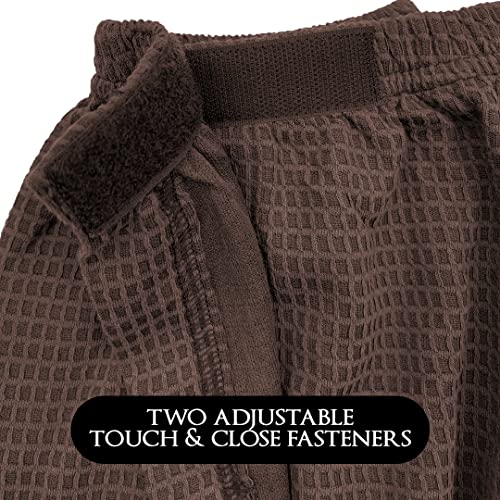 Canyon Rose Waffle Weave Long Spa Wrap, One Size, Brown | Luxurious Waffle Knit Body Wrap, Generous Length, Elasticized Top with Touch-and-Close Fastener, Machine Washable - color: Brown