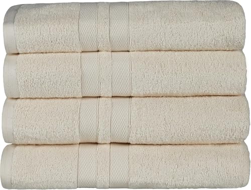Superior Ultra-Soft 4-Piece Cotton Bath Towel Set, Home Essentials Includes 4 Bath Towels, Absorbent Towels for Daily Use, Guest/Master Bathroom Decor, Shower Basics, Quick Dry - Ivory - color: Ivory, size: Bath Towel (4-Pack)