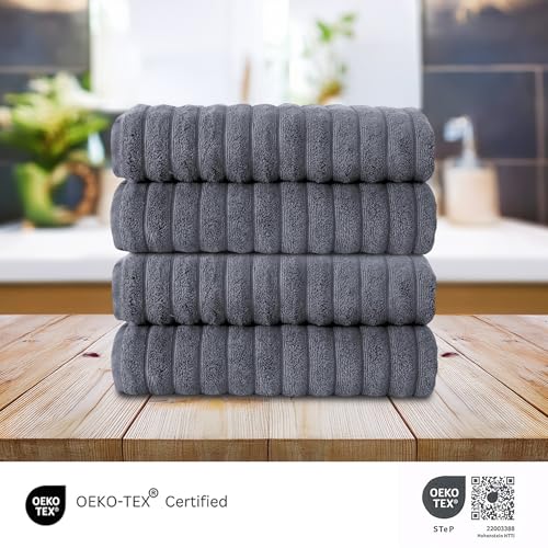 Classic Turkish Towels CTT Premium 4 Pack Bath Towels Set, Made with 100% Turkish Cotton, Spa & Hotel, Quick Drying Towels, Absorbent & Comfy | 27"x54" (Grey) - color: Grey, size: 4-Piece Bath Towel Set