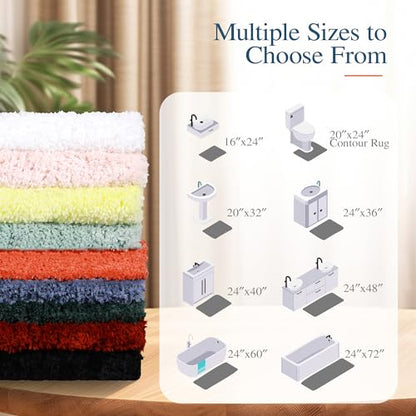Walensee Bath Rug - Non Slip, Soft Microfiber Shaggy Bath Mat (20 x 32, Olive Green) Water Absorbent, Machine Washable, Thick Plush Shower Mat - color: Olive Green, size: 20" x 32"