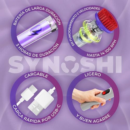 SYNOSHI PRO Electric Spin Scrubber Cordless Cleaning Bathroom Scrubber | Waterproof Shower Cleaning Brush with Adjustable Angles, 2 Speed, 180Min Work Time for Floor, Bathtub, Kitchen, Car, Tub