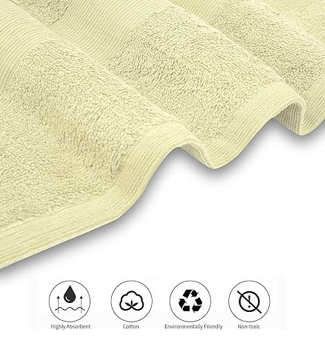 Luxury Bath Towels Set of 4 (27” x 54”) | Towels for Bathroom | Super Soft | Highly Absorbent Towels for Home, Spa, Gym (Cream) - color: Cream