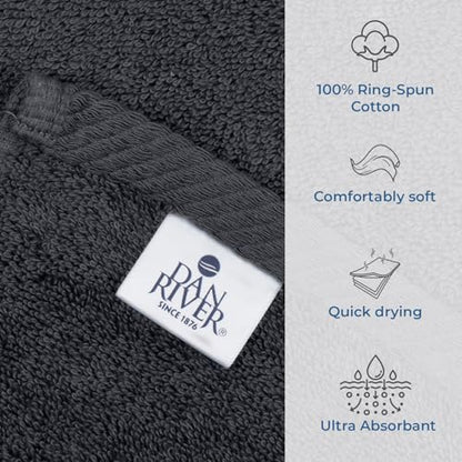 DAN RIVER Pack of 1 Oversized Bath Sheet, 40 x 80 Inches, Charcoal | 100% Cotton Jumbo Bath Towel with Extra Large Coverage, Lightweight Feel, Super Soft & Quick Dry - color: Charcoal, size: 40x80" Oversized Bath Sheet