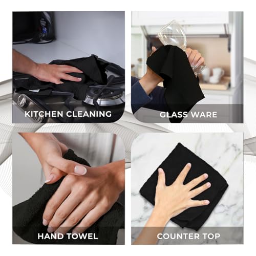 Avalon Towels Black Washcloths Bulk Pack of 36 (12x12 inches) - 100% Cotton Washcloths & Face Towels - Highly Absorbent & Soft Wash Cloths for Showering, Wash Rags for Body & Face Cloths - color: Black