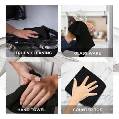 Avalon Towels Black Washcloths Bulk Pack of 36 (12x12 inches) - 100% Cotton Washcloths & Face Towels - Highly Absorbent & Soft Wash Cloths for Showering, Wash Rags for Body & Face Cloths - color: Black