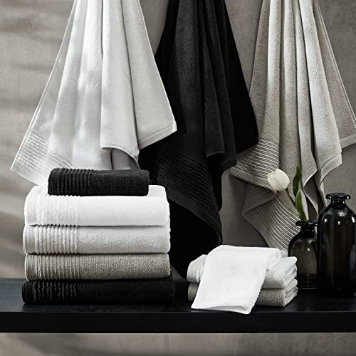 Vera Wang - Bath Towels, Highly Absorbent & Super Soft Bathroom Essentials, Oeko-Tex Certified (Sculpted Pleat Black, 6-Piece) (Pack of 6) - color: Sculpted Pleat Black, size: 6 Piece (Pack of 6)