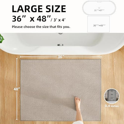 TYUU Large Bathroom Rugs Non Slip Washable Bath Rugs Super Absorbent Bathroom Rug Thin Quick Dry Low Pile Bath Mats, Beige 36"x48" - color: Beige01, size: 3' X 4' (Rectangular)