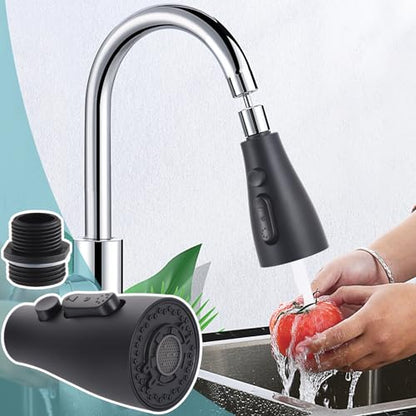 Kitchen Faucet Replacement with Pull Down Nozzle and 11 Adapters - 4 Modes (Black) - color: Black