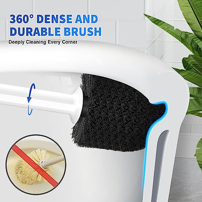 Toilet Plunger and Brush, 2 Pack Bowl Brush and Heavy Duty Toilet Plunger Set with Ventilated Holder, 2-in-1 Toilet Brush and Plunger Combo for 5.3-inch Toilet Drain Bathroom Cleaning - color: White