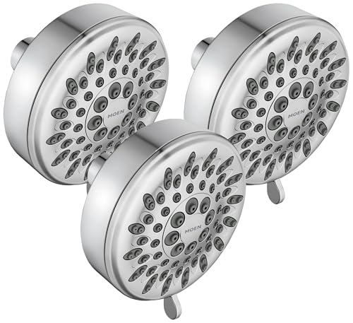 Moen Ignite Chrome Five-function Shower Head With 2.5 GPM High-Pressure Spray, 20090 (Pack of 3) - size: Pack of 3