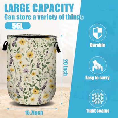 Daisy Lavender and Buttercups Laundry Basket, Laundry Hamper Collapsible Oxford Cloth with Handle Clothes Storage Bin for Bathroom Laundry Room Bedroom 15.7 X 20 Inch - color: Daisy Lavender and Buttercups