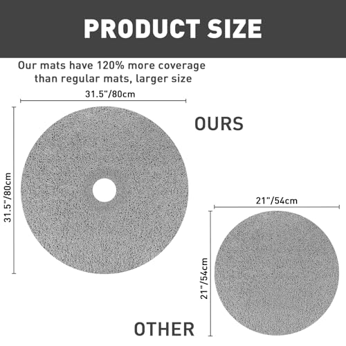 Shower Mat Non Slip: 31 Inch Diameter Extra Large Round Shower Mats with Drain Hole in Middle - Soft Loofah Great Drainage Shower Stall Matt for Inside Shower - color: Grey, size: 31" (Round)