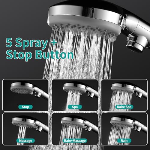 Handheld Shower Head with 79" Extra Long Hose 7 Modes, Chrome | High Pressure Shower Head with On/Off Switch Button, Powerful Wash Modes, for Baby and Pets Bath - color: Chrome, style: 6 Modes and Power Wash