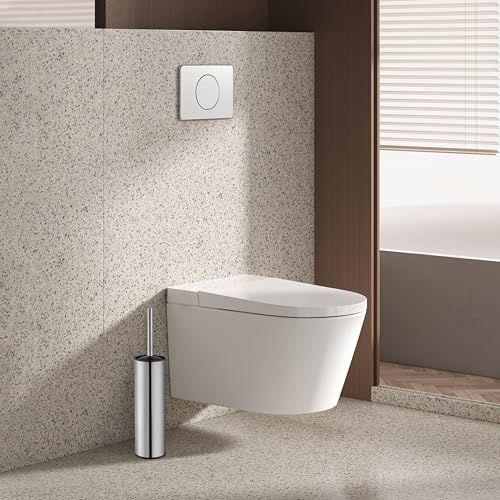 BGL Chrome Toilet Brush and Holder,Stainless Steel Toilet Brushes for Bathroom with Holder - color: Chrome