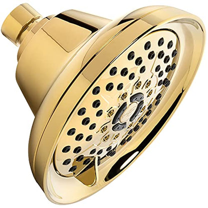 Massage Shower Head With Mist - 1.8 GPM - Polished Brass | High Pressure Boosting, 6 Function Adjustable Massaging Rainfall Showerhead For Low Flow Baths With Water Saving Nozzles - color: Polished Brass, size: 1.8 GPM