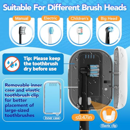 MONESAO Toothbrush Sanitizer Case, Portable Mini Toothbrush Covers | with Holder, Rechargeable Travel Home Toothbrush And Holder, Cleaner Case for All Electric & Manual Toothbrushes (White) - color: White