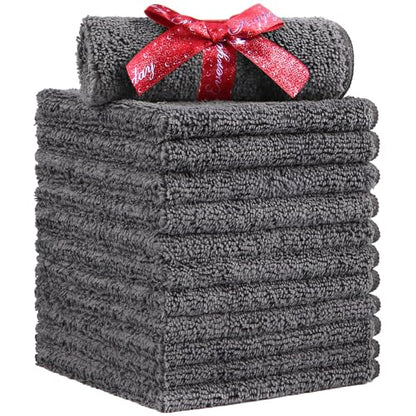 HOMEXCEL Microfiber Washcloths 12 Pack, Highly Absorbent and Soft Face Towel, Multi-Purpose Grey Wash Cloths for Bathroom, Hotel, Spa, Gym, and Kitchen, 12x12 Inch - color: Grey
