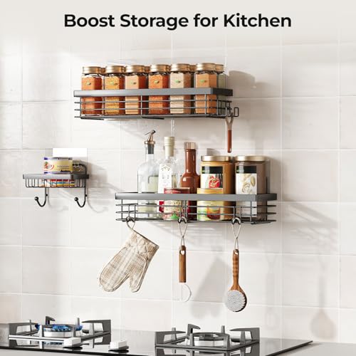 Orimade Adhesive Shower Caddy Soap Dish Holder Shelf with 5 Hooks Bathroom Organizer Basket Kitchen Storage Rack Wall Mounted No Drilling Stainless Steel - 3 Pack, Black - color: Black - 2 Pack with Soap Dish