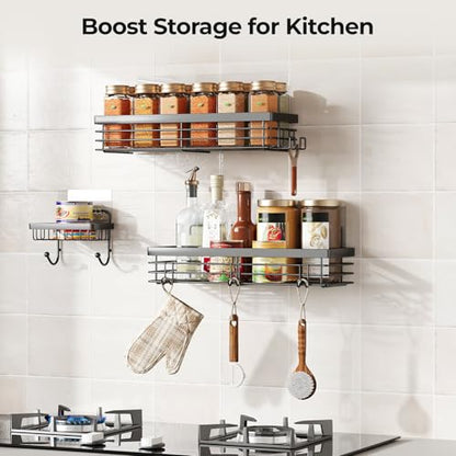 Orimade Adhesive Shower Caddy Soap Dish Holder Shelf with 5 Hooks Bathroom Organizer Basket Kitchen Storage Rack Wall Mounted No Drilling Stainless Steel - 3 Pack, Black - color: Black - 2 Pack with Soap Dish