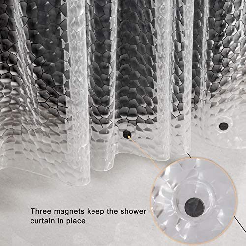 WELTRXE EVA Shower Curtain Liner with Magnets, 72 x 78 Inch Waterproof 3D Water Cube Clear Bathroom Shower Curtains, No Chemical Smell, Heavy Duty, Extra Long for Shower Stall, Bathtubs, 12 Hooks - color: Clear-water Cube, size: 72"W x 78"L (Pack of 1)