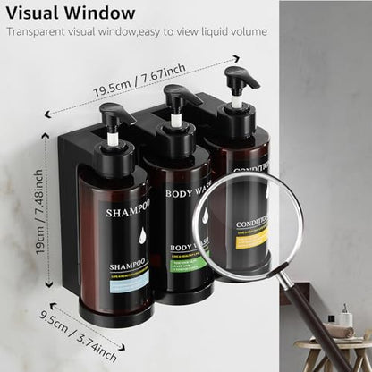Pollock Shampoo and Conditioner Dispenser Set of 3,12.85 Oz *3 Chamber