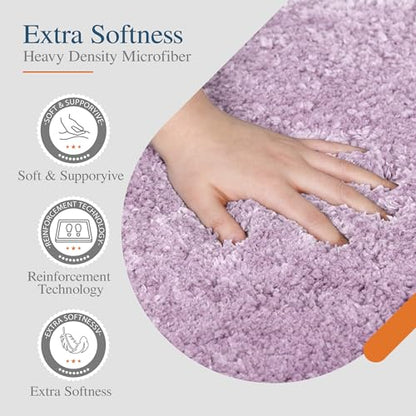 Walensee Bathroom Contour Rug (20x24, Lavender) Non Slip Bath Mat Water Absorbent Soft Microfiber Shaggy Bath Mat Machine Washable Bath Rug U Shape Toilet Rug - color: Lavender, size: 20"x24" Contour Rug