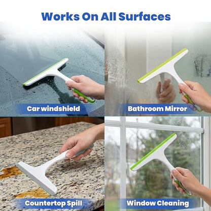 Middleofthemap Shower Squeegee - Flexible Silicone Blade, Lightweight Plastic Handle, Easy Hanging Hook, Attractive Colors, Perfect for Glass Doors, Windows, Tiles, and Mirrors 9.5" (1)
