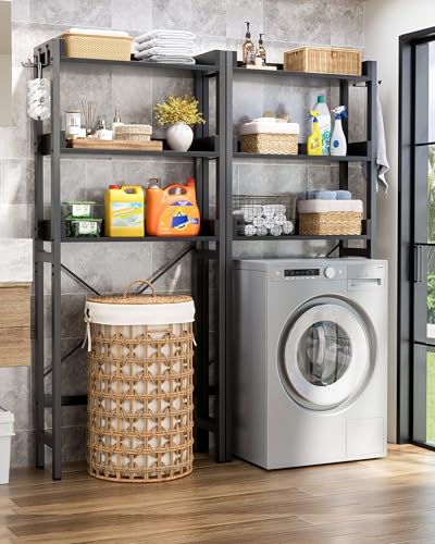 Ecoprsio Over-The-Toilet Storage Rack, 3-Tier Bathroom Organizer Shelf Over Toilet, Freestanding Space Saver Toilet Stands with 4 Hooks, Black - color: Black