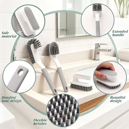 3 Pack Scrub Brushes, Multi-Purpose Cleaning Brush Set for Household Use | Brush with medium firm bristles, grout cleaning brush ,kitchen scrub brush, tile scrub brush ,scrub brush showe