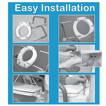 Carex 3.5 Inch Raised Toilet Seat with Arms, Elongated Toilet Seat Riser, Up to 250 lbs Capacity, Elevating & Raising Seat for Elderly & Handicap, Universal, Slip-Resistant with Padded Handles, White - size: Elongated