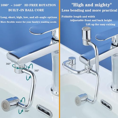 Universal Sink Faucet 1440° Rotatable Faucet Aerator Extension, U Shaped Faucet Extender, 360° Rotating Faucet Extender for Bathroom Sink/Kitchen, Sink Faucet Extender, 2 Modes Adjustable (2*Silver) - color: 2*Silver