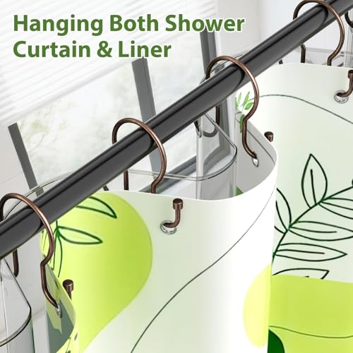 Shower Curtain Hooks, Simple Shower Curtain Rings, Sturdy Shower Curtain Hangers, Double Hook Shower Curtain Hooks, Smooth Gliding Metal Shower Hooks for Shower Curtain (Bronze, 12 Pack) - color: Bronze, size: 12 Pack