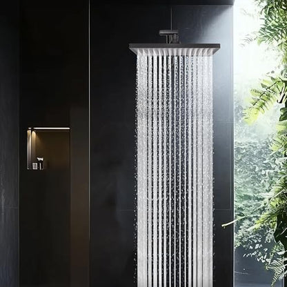 Cobbe Rainfall Shower Head for Bathroom, 11.8 Inch Large Rectangular with Adjustable Stainless Steel 11 Inch Extension Arm - Premium Quality Luxury Experience, 1-Min No Tools Installation, Black - color: Black