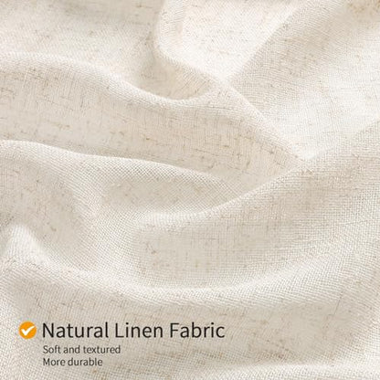 Extra Long Boho Farmhouse Shower Curtain Set with Liner, Linen Bohemian French Country Bath Curtain 72x84 - Beige/Cream - color: Beige-liner Set, size: 72"W x 84"L (Pack of 1)