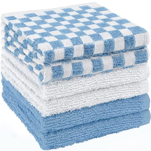 100% Cotton Checkered Washcloths 12x12 in, Pink (6 Pack) - color: Pink