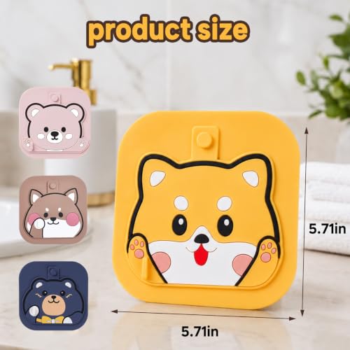 2Pack Square Shower Drain Hair Catcher for Bathtub and Shower | Khaki thick silicone, cartoon animal design, reusable hair stopper for floor drains, kitchen laundry room utility use - color: Yellow