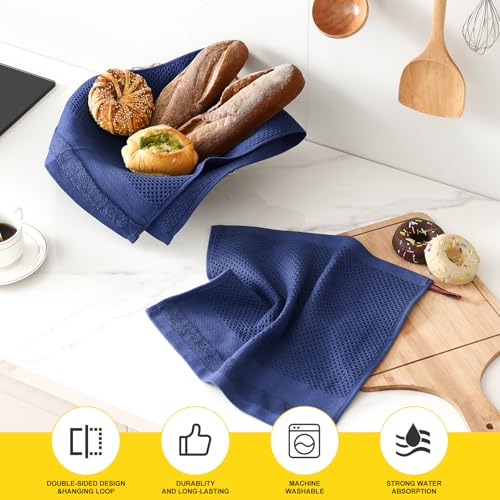 Homaxy Kitchen Towels and Dishcloths Set, Set of 8, Navy Blue | 100% Cotton Waffle Weave Kitchen Towels, Super Soft and Absorbent Dish Cloths, 12 x 12 and 13 x 28 Inches - color: Navy Blue, size: 8-Piece Set