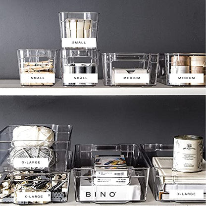 BINO | Stackable Storage Bins, Medium - 2 Pack THE STACKER COLLECTION Clear Plastic Built-In Handles BPA-Free Containers for Organizing Kitchen Pantry Multi-Use Organizer Bins - size: Medium