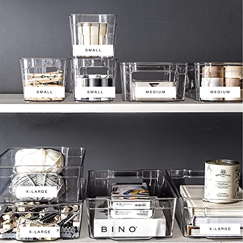 BINO | Stackable Storage Bins, Small - 2 Pack | THE STACKER COLLECTION | Clear Plastic | Built-In Handles | BPA-Free | Containers for Organizing Kitchen Pantry | Multi-Use Organizer - size: Small