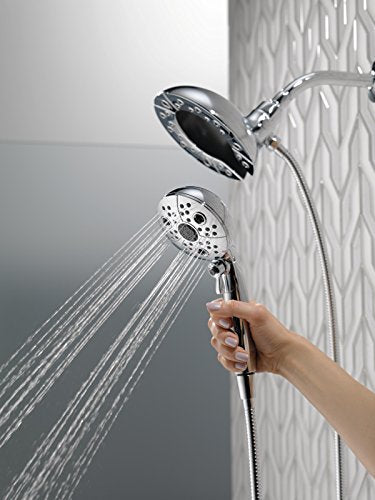 Delta Faucet 5-Spray In2ition Dual Shower Head with HandHeld Spray, H2Okinetic Chrome Shower Head with Hose, Showerheads, Handheld Shower Heads, Magnetic Docking, Chrome 58480-PK - color: Chrome