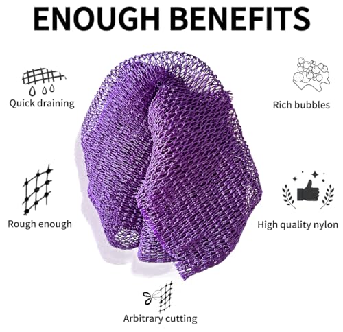 SPMKTBOZAI African Net Sponge Authentic, 2 Pieces African Exfoliating Sponge Real African Net Black Owned, African Bath Sponge Back Scrubber, Body Exfoliator Shower Bath Accessories (Purple, sky blue) - color: Purple, Sky Blue