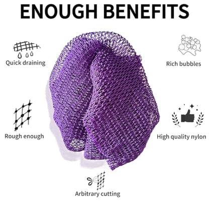 SPMKTBOZAI African Net Sponge Authentic, 2 Pieces African Exfoliating Sponge Real African Net Black Owned, African Bath Sponge Back Scrubber, Body Exfoliator Shower Bath Accessories (Purple, sky blue) - color: Purple, Sky Blue