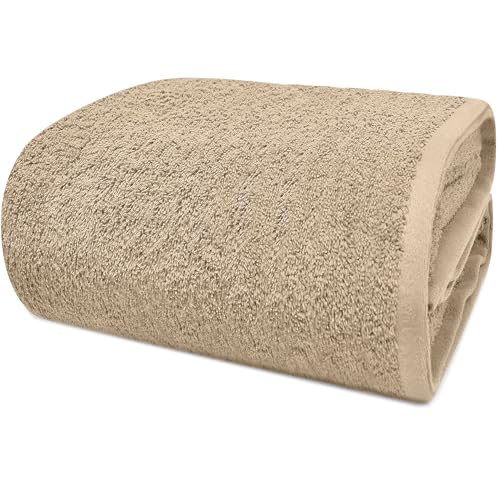DAN RIVER Pack of 1 Oversized Bath Sheet, 40 x 80 Inches, Tan | 100% Cotton Jumbo Bath Towel with Extra Large Coverage, Lightweight Feel, Super Soft & Quick Dry - color: Tan, size: 40x80" Oversized Bath Sheet