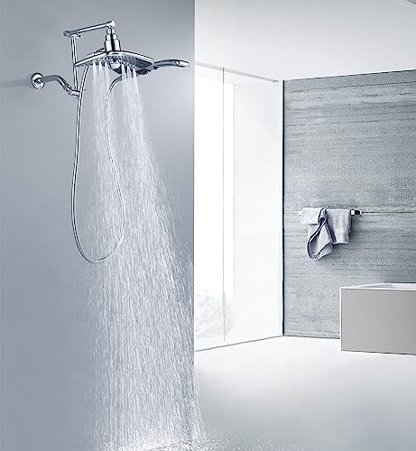 BRIGHT SHOWERS Brass Shower Arm Extender for Rain and Handheld Shower Head, 14 Inch Universal Shower Head Extension Arm, Adjustable Height & Angle, Chrome - color: Chrome, style: 14 Inch