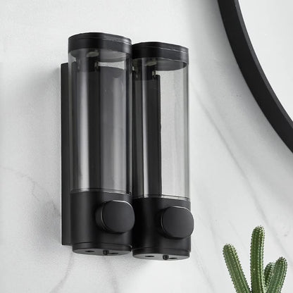 1-Chamber Soap Dispensers Wall Mount,400ml Bathroom Shower Pump Dispenser,Press Manually Lotion Shower Soap Dispenser Usefor Home,Bath,Kitchen,Hotels,Restaurants(Black) - color: Black, size: 1 Chamber
