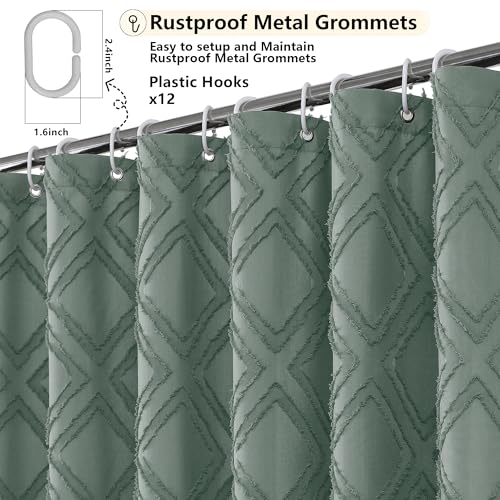 Sage Green Shower Curtain Set for Bathroom, 36" Width Stall Small Boho Shower Curtain with 12 Hooks, Soft Jacquard Design Fabric Shower Curtain, Machine Washable, Sage Green, 36 W x 72 L - color: Sage Green, size: 36"W x 72"L (Pack of 1)